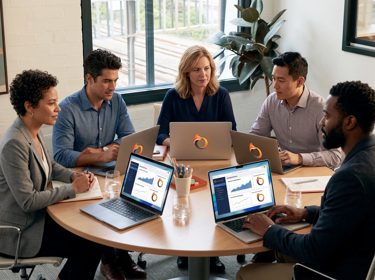 Help desk support specialist assisting a business team